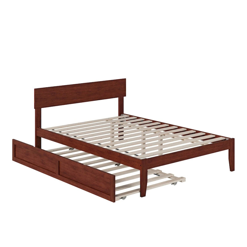 Cama plataforma con paneles de nogal/blanco/gris/espresso con nido - 1 persona