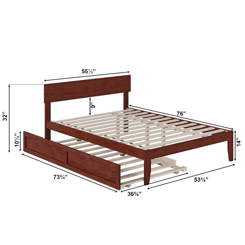 Cama plataforma con paneles de nogal/blanco/gris/espresso con nido - 1 persona