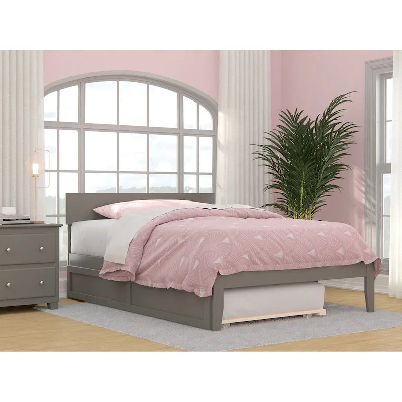 Cama plataforma con paneles de nogal/blanco/gris/espresso con nido - 1 persona