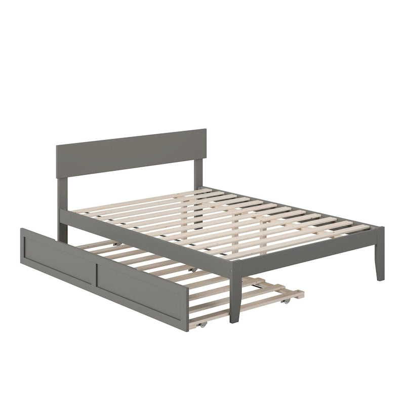 Cama plataforma con paneles de nogal/blanco/gris/espresso con nido - 1 persona