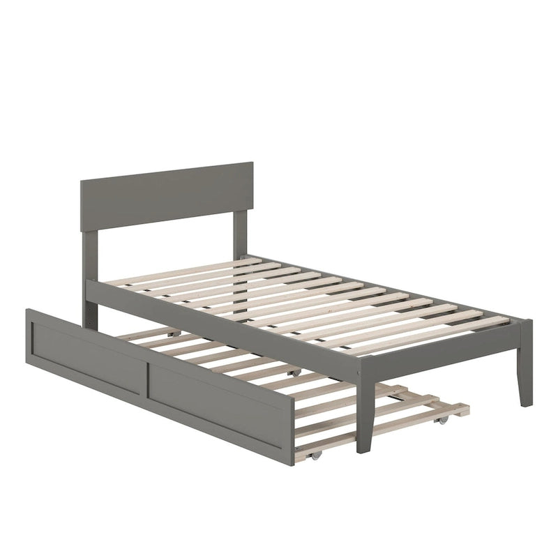 Cama plataforma con paneles de nogal/blanco/gris/espresso con nido - 1 persona