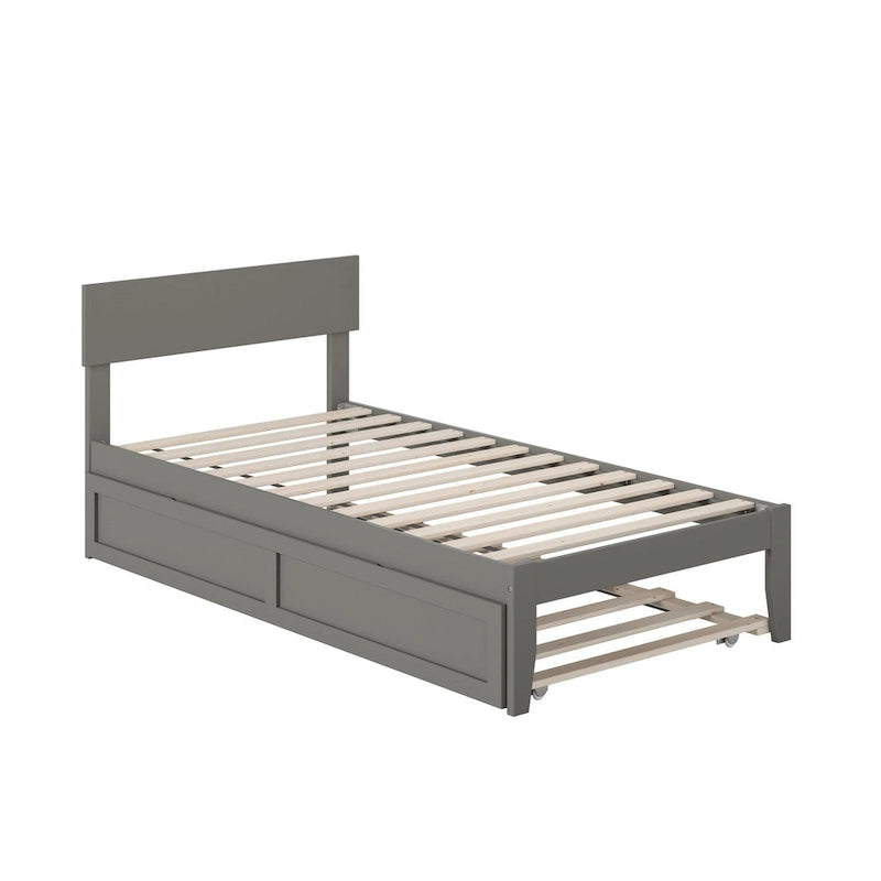 Cama plataforma con paneles de nogal/blanco/gris/espresso con nido - 1 persona