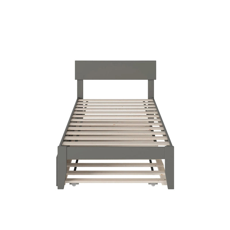 Cama plataforma con paneles de nogal/blanco/gris/espresso con nido - 1 persona