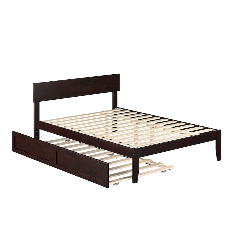 Cama plataforma con paneles de nogal/blanco/gris/espresso con nido - 1 persona
