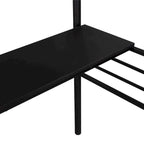 Cama alta doble de metal negro con escritorio, 1 persona