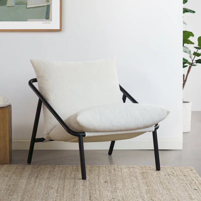 Sillón individual con reposabrazos metálico Light Grey / Navy / Black / Boucle / Oatmeal