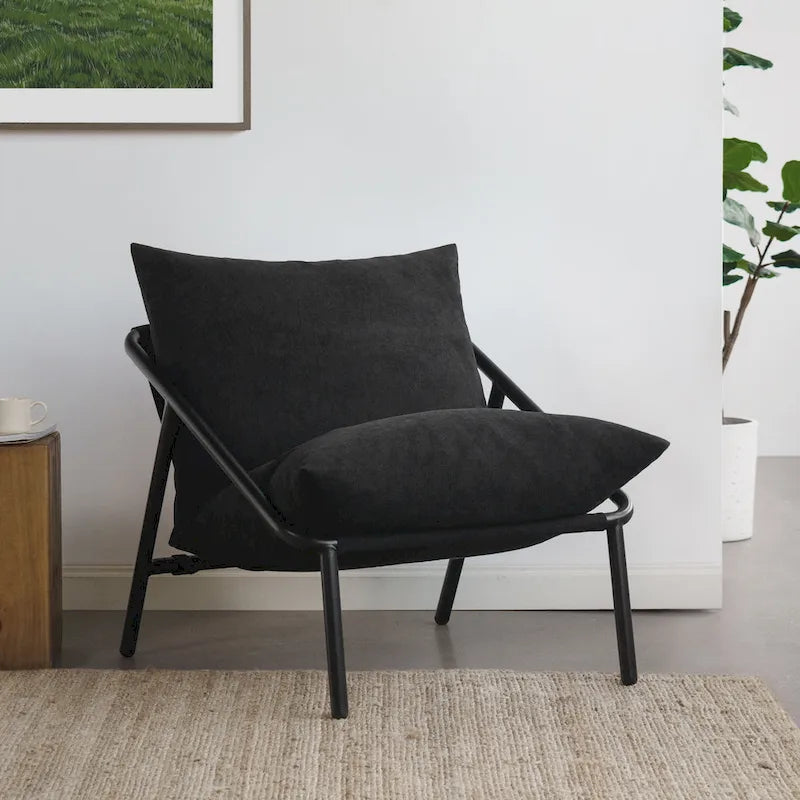 Sillón individual con reposabrazos metálico Light Grey / Navy / Black / Boucle / Oatmeal