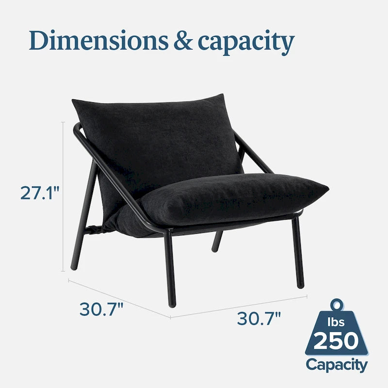 Sillón individual con reposabrazos metálico Light Grey / Navy / Black / Boucle / Oatmeal