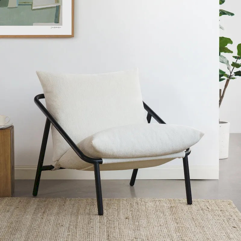 Sillón individual con reposabrazos metálico Light Grey / Navy / Black / Boucle / Oatmeal