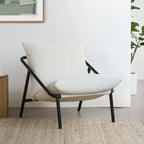 Sillón individual con reposabrazos metálico Light Grey / Navy / Black / Boucle / Oatmeal