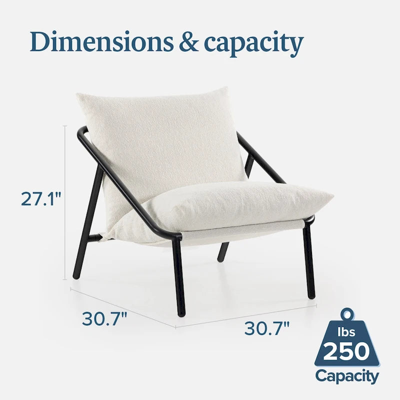 Sillón individual con reposabrazos metálico Light Grey / Navy / Black / Boucle / Oatmeal