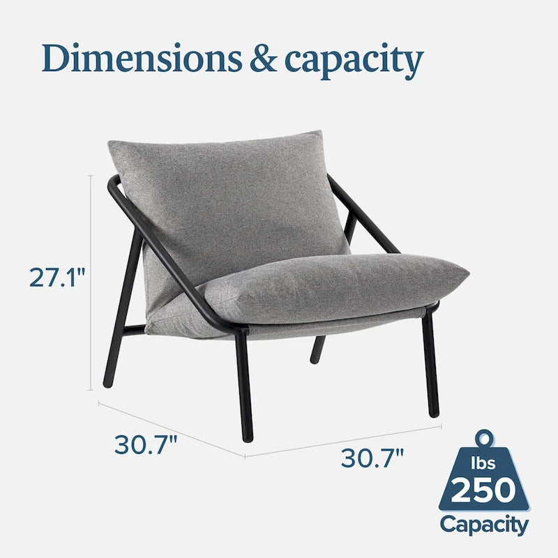 Sillón individual con reposabrazos metálico Light Grey / Navy / Black / Boucle / Oatmeal