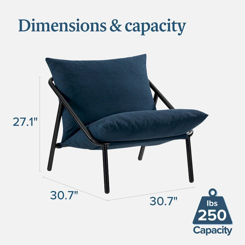 Sillón individual con reposabrazos metálico Light Grey / Navy / Black / Boucle / Oatmeal