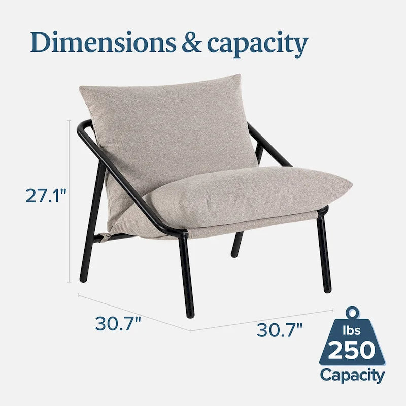 Sillón individual con reposabrazos metálico Light Grey / Navy / Black / Boucle / Oatmeal