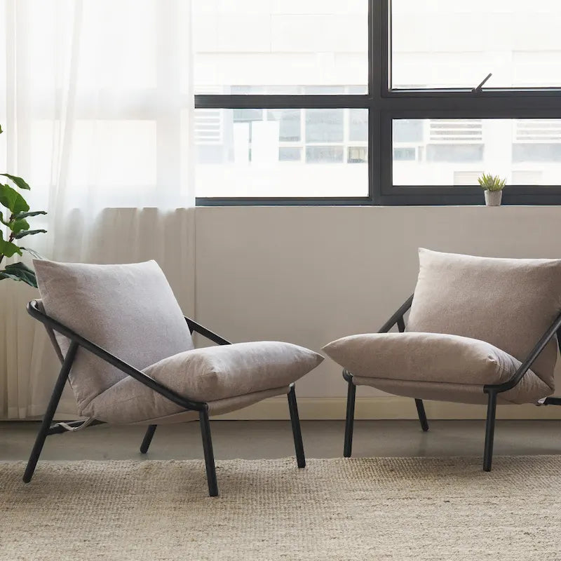 Sillón individual con reposabrazos metálico Light Grey / Navy / Black / Boucle / Oatmeal