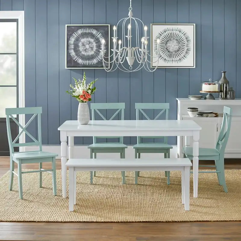 Banco de comedor blanco sin respaldo, para 2 o 3 personas