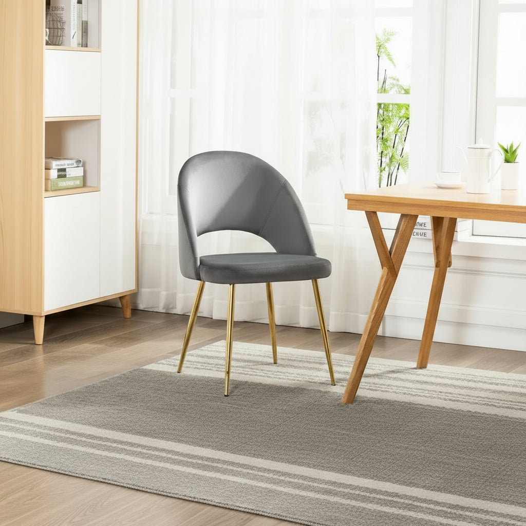 Porthos Home Batia Velvet Dining Chairs w/ Goldtone Metal Legs (Set of 2)