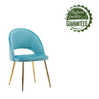 Sillas de comedor sin brazos de terciopelo gris/verde/rosa/aguamarina con patas en tono dorado, juego de 2