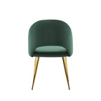 Sillas de comedor sin brazos de terciopelo gris/verde/rosa/aguamarina con patas en tono dorado, juego de 2