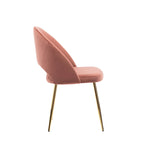 Sillas de comedor sin brazos de terciopelo gris/verde/rosa/aguamarina con patas en tono dorado, juego de 2