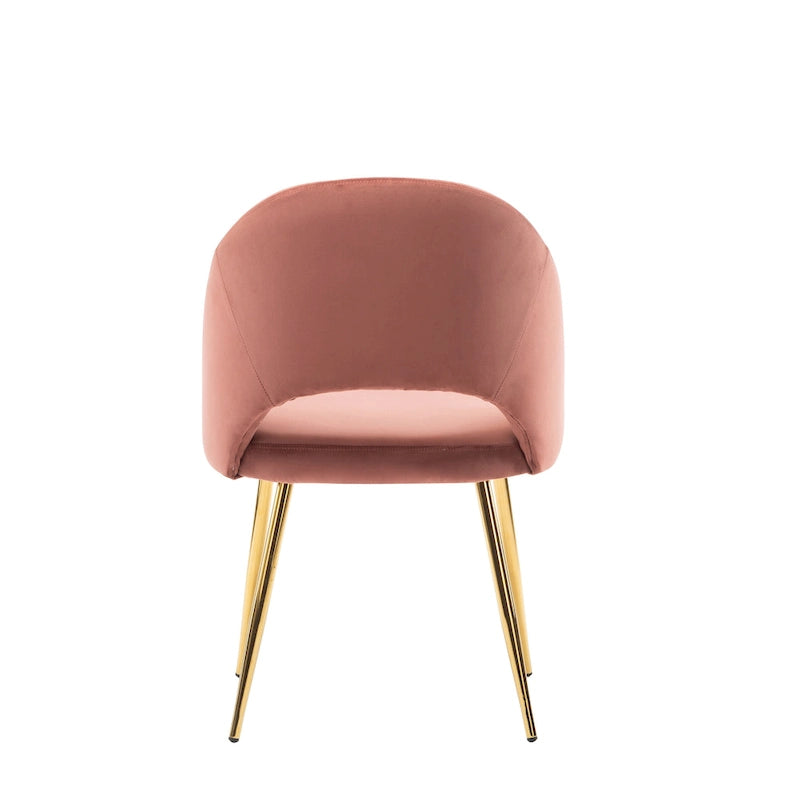 Sillas de comedor sin brazos de terciopelo gris/verde/rosa/aguamarina con patas en tono dorado, juego de 2