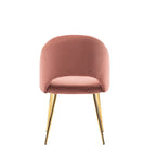Sillas de comedor sin brazos de terciopelo gris/verde/rosa/aguamarina con patas en tono dorado, juego de 2