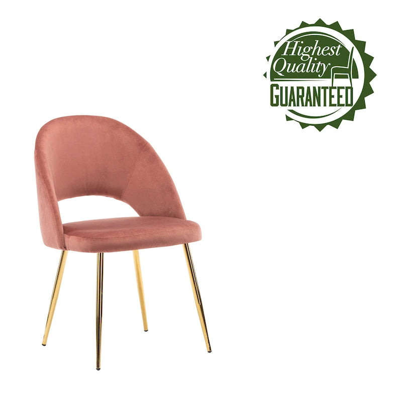 Sillas de comedor sin brazos de terciopelo gris/verde/rosa/aguamarina con patas en tono dorado, juego de 2