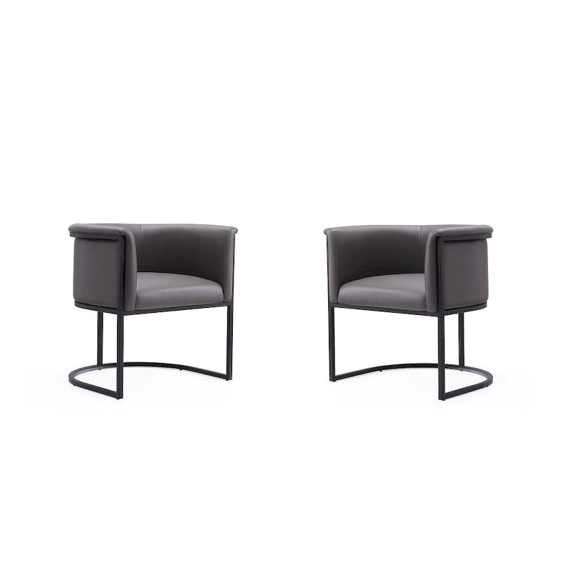 Silla de comedor de polipiel, estilo Art Decó, juego de 2 – Guijarro / Blanco / Marrón claro / Camel / Negro