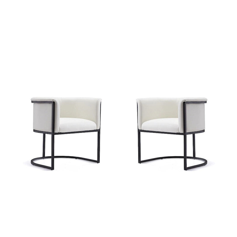 Silla de comedor de polipiel, estilo Art Decó, juego de 2 – Guijarro / Blanco / Marrón claro / Camel / Negro