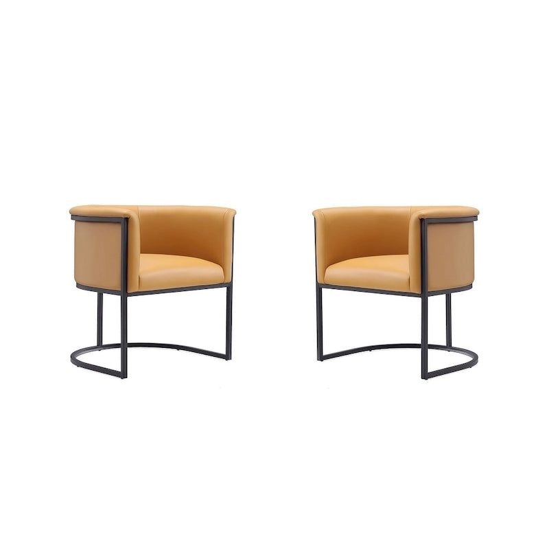 Silla de comedor de polipiel, estilo Art Decó, juego de 2 – Guijarro / Blanco / Marrón claro / Camel / Negro