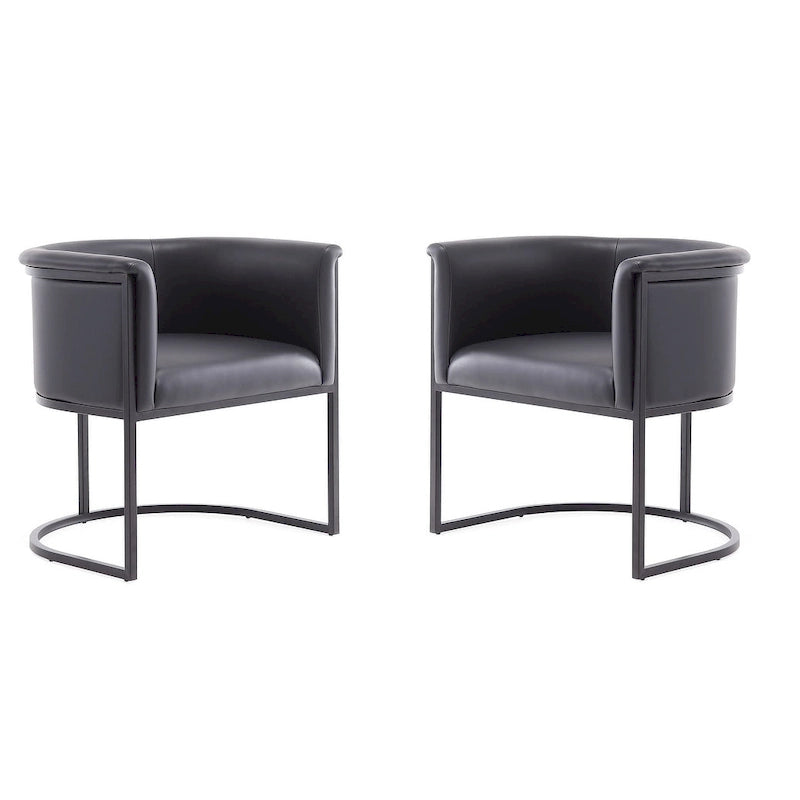 Silla de comedor de polipiel, estilo Art Decó, juego de 2 – Guijarro / Blanco / Marrón claro / Camel / Negro