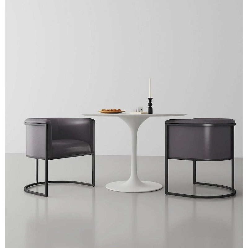 Silla de comedor de polipiel, estilo Art Decó, juego de 2 – Guijarro / Blanco / Marrón claro / Camel / Negro