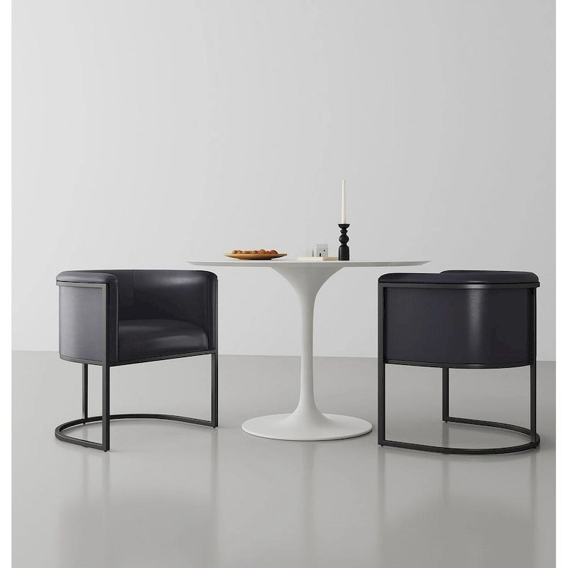 Silla de comedor de polipiel, estilo Art Decó, juego de 2 – Guijarro / Blanco / Marrón claro / Camel / Negro