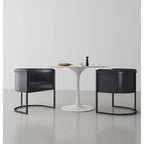 Silla de comedor de polipiel, estilo Art Decó, juego de 2 – Guijarro / Blanco / Marrón claro / Camel / Negro