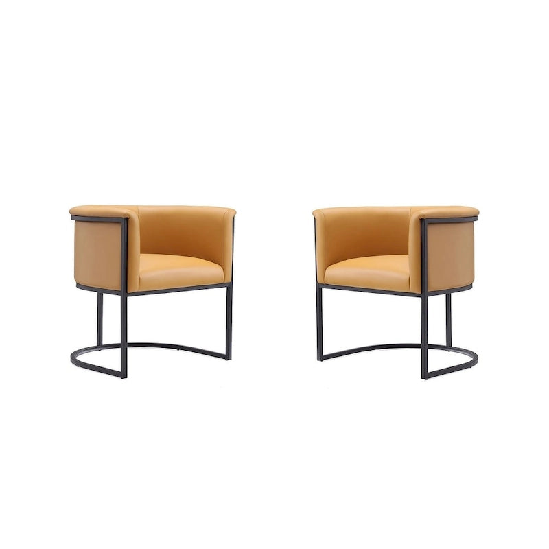 Silla de comedor de polipiel, estilo Art Decó, juego de 2 – Guijarro / Blanco / Marrón claro / Camel / Negro