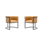Silla de comedor de polipiel, estilo Art Decó, juego de 2 – Guijarro / Blanco / Marrón claro / Camel / Negro