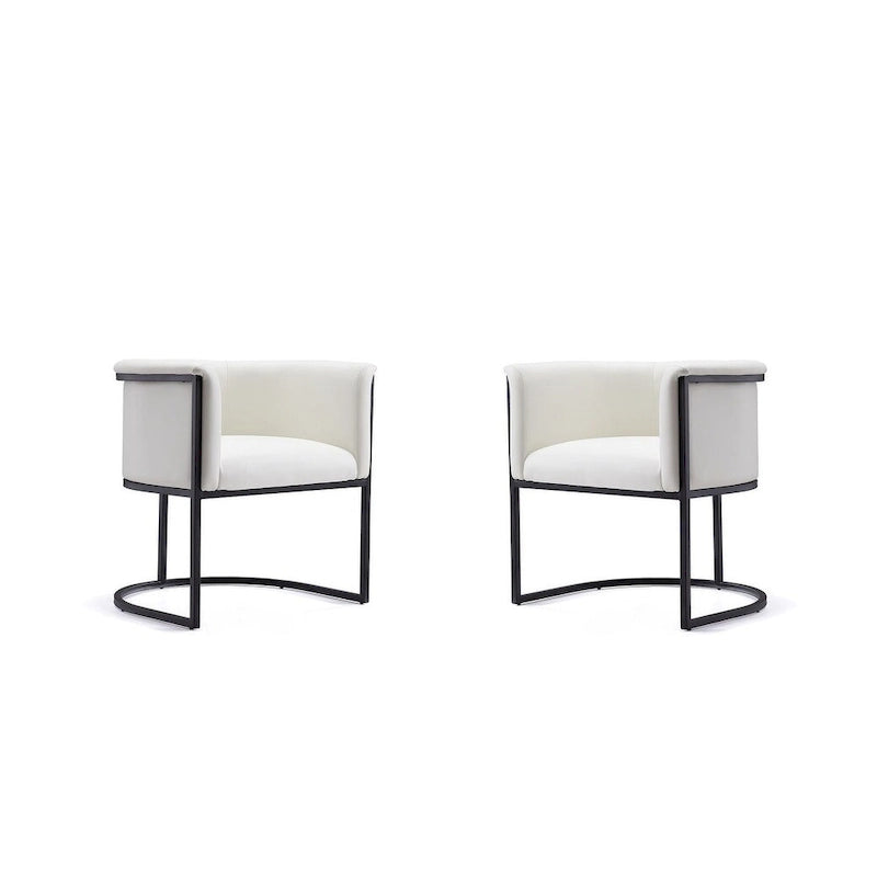 Silla de comedor de polipiel, estilo Art Decó, juego de 2 – Guijarro / Blanco / Marrón claro / Camel / Negro