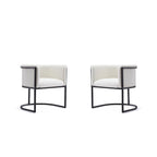 Silla de comedor de polipiel, estilo Art Decó, juego de 2 – Guijarro / Blanco / Marrón claro / Camel / Negro
