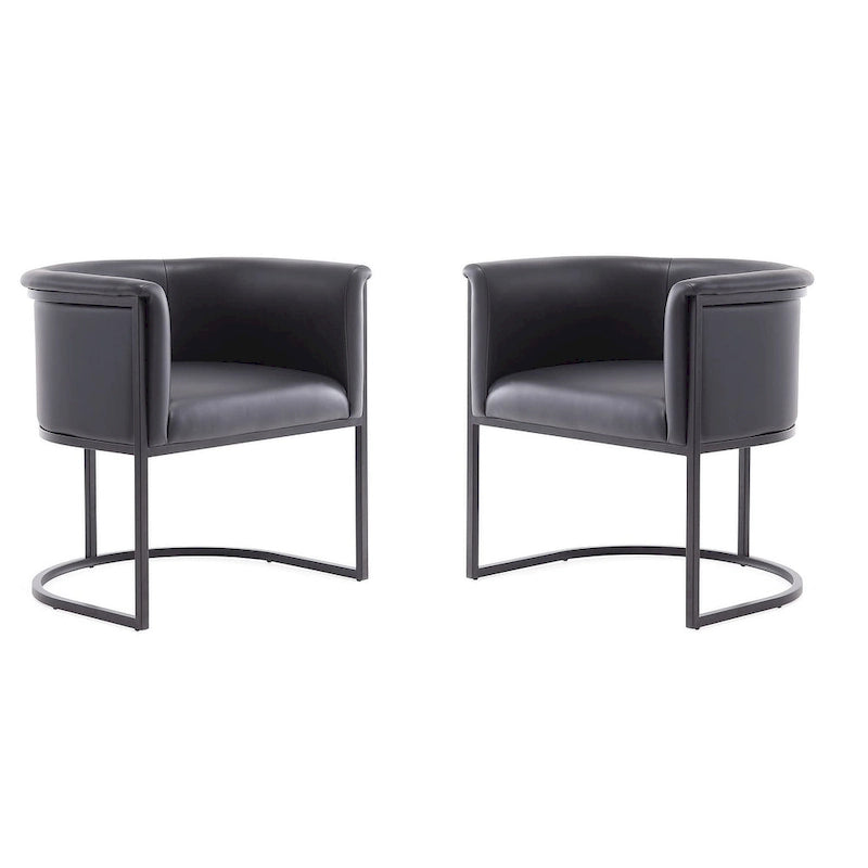 Silla de comedor de polipiel, estilo Art Decó, juego de 2 – Guijarro / Blanco / Marrón claro / Camel / Negro