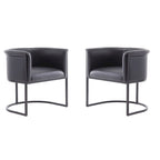 Silla de comedor de polipiel, estilo Art Decó, juego de 2 – Guijarro / Blanco / Marrón claro / Camel / Negro
