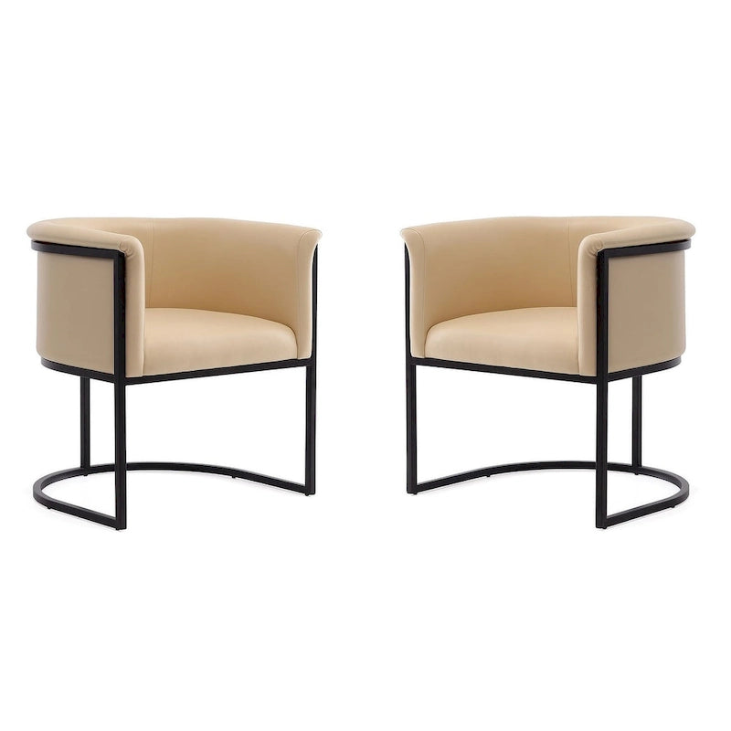 Silla de comedor de polipiel, estilo Art Decó, juego de 2 – Guijarro / Blanco / Marrón claro / Camel / Negro