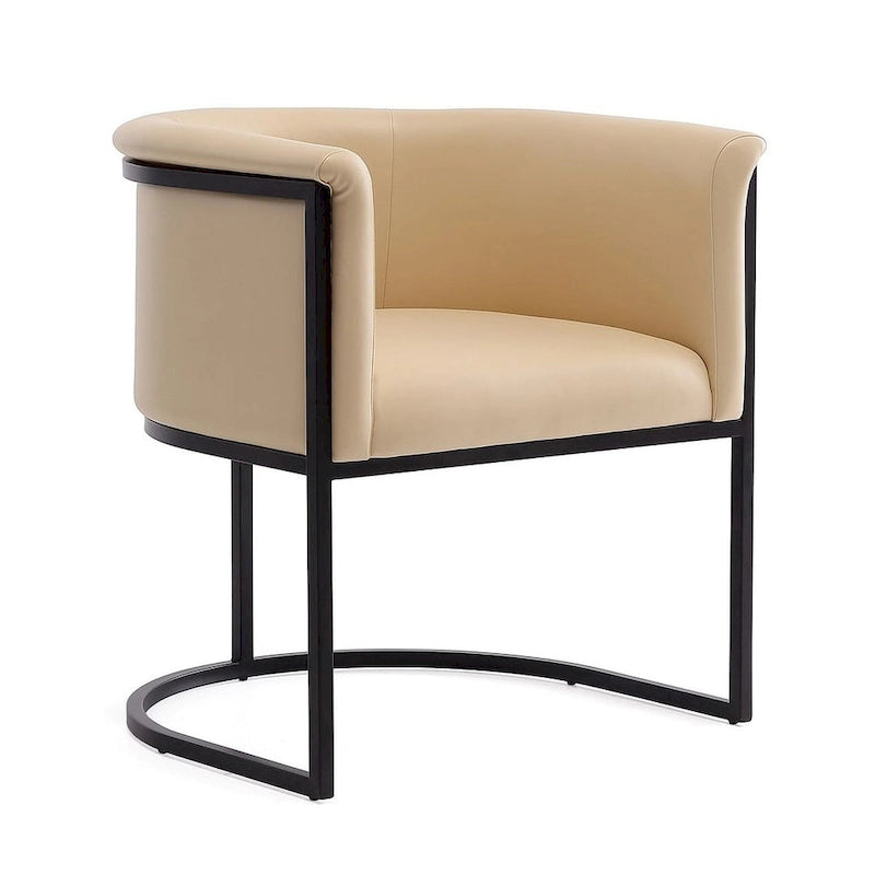 Silla de comedor de polipiel, estilo Art Decó, juego de 2 – Guijarro / Blanco / Marrón claro / Camel / Negro