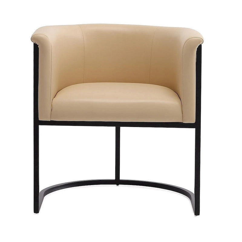 Silla de comedor de polipiel, estilo Art Decó, juego de 2 – Guijarro / Blanco / Marrón claro / Camel / Negro