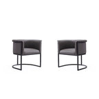 Silla de comedor de polipiel, estilo Art Decó, juego de 2 – Guijarro / Blanco / Marrón claro / Camel / Negro