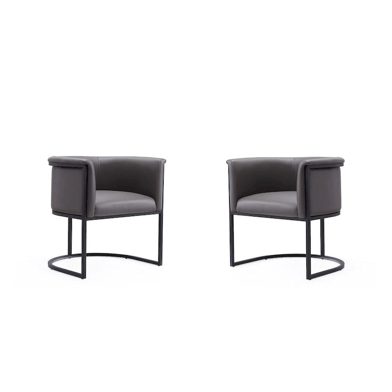 Silla de comedor de polipiel, estilo Art Decó, juego de 2 – Guijarro / Blanco / Marrón claro / Camel / Negro
