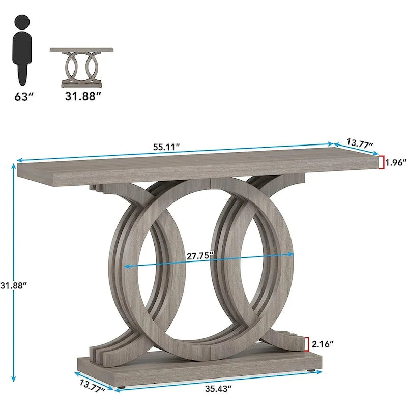 Mesa de Consola Marrón / Gris / Beige, Estilo Caballete Rústico, Requiere Ensamblaje por 1 Persona