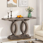 Mesa de Consola Marrón / Gris / Beige, Estilo Caballete Rústico, Requiere Ensamblaje por 1 Persona
