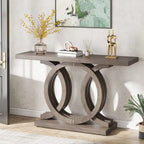 Mesa de Consola Marrón / Gris / Beige, Estilo Caballete Rústico, Requiere Ensamblaje por 1 Persona