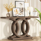 Mesa de Consola Marrón / Gris / Beige, Estilo Caballete Rústico, Requiere Ensamblaje por 1 Persona