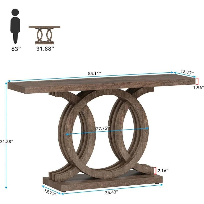 Mesa de Consola Marrón / Gris / Beige, Estilo Caballete Rústico, Requiere Ensamblaje por 1 Persona